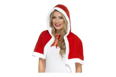 Mini Cape De Mere Noel Avec Capuche - Rouge
