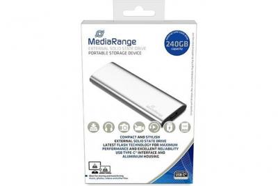 MediaRange MR1101 Disque Dur SSD Externe 240 Go USB Type C Argent&eacute;