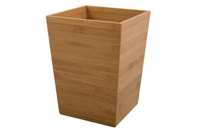MSV - Poubelle de salle de bain en bambou laqu&eacute; - 20 x 20 x 26 cm