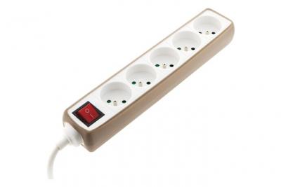 Multiprise 5 prises 16A 2P+T avec interrupteur et housse taupe -
