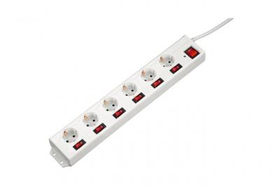 Hama rallonge multiprise 6+1 xl commutable s&eacute;par&eacute;ment blanc DFX-256426