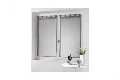 Paire droite passants 2 x 60 x 120 cm voile sable top pompons poupette Gris