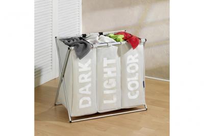 Panier &agrave; linge - 3 compartiments - Polyester - 130 L - beige WENKO