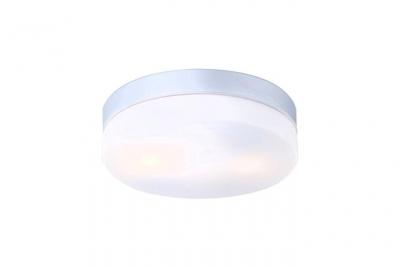 Plafonnier alu, argent, opale IP44, D:240, H:65, excl. 2xE27 40W 230V