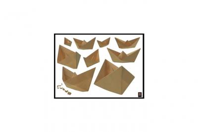 Plage sticker d&eacute;co - bateaux kraft1 planche 48 x 68 cm