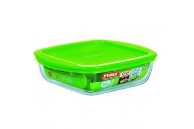 PYREX - COOK&STORE - Plat carr&eacute; en verre avec couvercle 20*17 cm