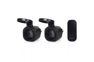 Smartwares Set de mini interrupteur d'ext&eacute;rieur 7,2x7,6x1,4 cm Noir