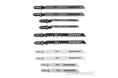 Ensemble de 10 lames de scie sauteuse bois m&eacute;tal Silverline