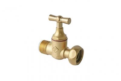 Robinet d'arr&ecirc;t droit pour WC - 3/8"" - T&ecirc;te &agrave; clapet - Laiton brut