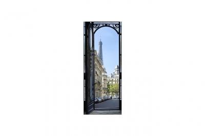 Sticker adh&eacute;sif de porte ondoor- rue parisienne - 204 x 83 cm