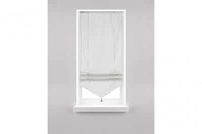 Store En Pointe &Agrave; Baguette En Voilage Aspect Lin - 45x165cm - Blanc