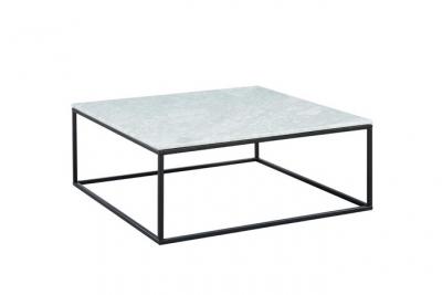 Table basse design ARETHA - Marbre & M&eacute;tal - Blanc & Noir