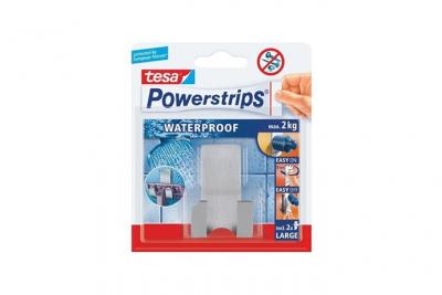TESA 1 crochet m&eacute;tal sp&eacute;cial rasoir + 2 Powerstrips - Waterproof