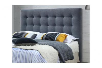 Vente-unique T&ecirc;te de lit capitonn&eacute;e FRANCESCO - 160 cm - Tissu - Gris