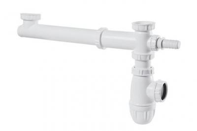 Tubulure pour &eacute;vier 2 cuves, siphon inclus, entraxe r&eacute;glable - 7802