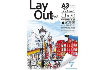 Bloc Dessin Layout Pad A3 - 75G - 70 Feuilles - Clairefontaine
