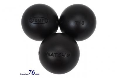 Boules de p&eacute;tanque Match+ durete+  76mm - Obut 680g Noir