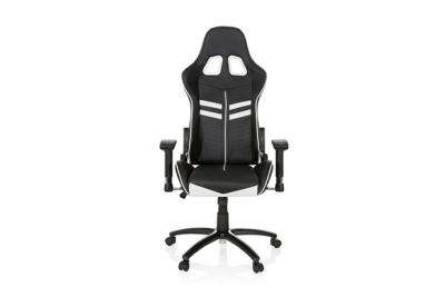 Chaise gaming / Chaise de bureau LEAGUE PRO simili cuir noir / blanc hjh OFFICE 