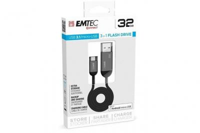 Cl&eacute; duo USB-micro-USB 32Go EMTEC T750 USB3.1 
