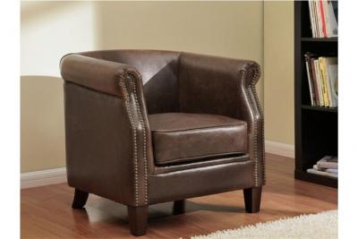 Vente-unique - Fauteuil Club 100% Cuir Vieilli ENGUERRAND
