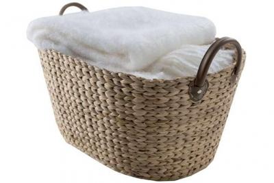 Panier de rangement en jacinthe d'eau tress&eacute;e 60x45cm