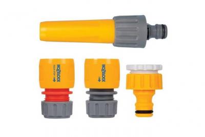 Hozelock Kit de d&eacute;marrage avec raccords et embout 4 pi&egrave;ces Jaune