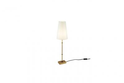 Lampe en m&eacute;tal laiton et abat-jour en tissu blanc Zaragoza - Maytoni