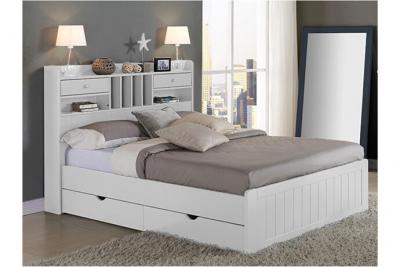 Vente-unique Lit avec rangements 140 x 190 cm - Blanc - MEDERICK