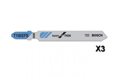 Carte De 3 Lames Inox Bosch Basic Bi-M&eacute;tal T118Efs - 2608636499