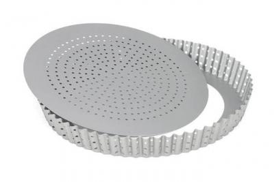 Patisse moule a tarte perfor&eacute; antiadh&eacute;sif en acier revetu - 28 cm 03573