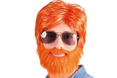 Perruque avec barbe et moustache rousse homme