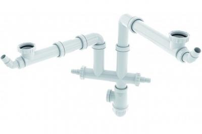 Tubulure gain espace + joint, &eacute;vier 2 cuves ,r&eacute;glable D.4 VALENTIN