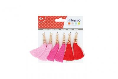 Artemio Camaieu Rose Set de 6 Pompons Tassels, Autre, Rose, 12,5 x 1 x 12,5 cm 13001034