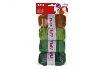 Apli 946051 - Pelote de fils &agrave; tricoter 4 unit&eacute;s 50g, tons verts