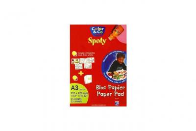 Bloc de 25 papier &agrave; dessiner et colorier : Spoty ColArt