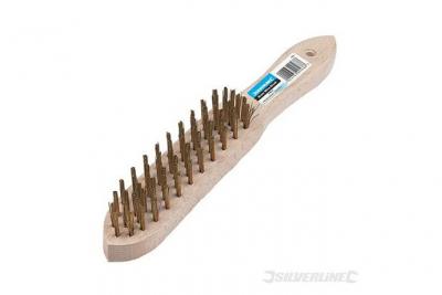 Silverline PB06 Brosse m&eacute;tal haut rendement, manche bois 6 rangs