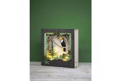 Rayher 62853505 Kit bois cadre &agrave; motif 3D Toucan, FSC 100%, nature
