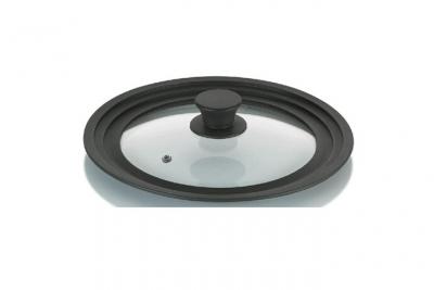 Couvercle KELA - En verre silicone - Adaptable 22/24/26 cm - Noir