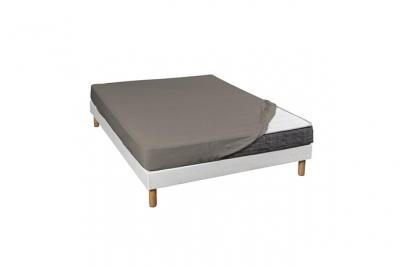 Drap housse jersey taupe bonnet 30 cm 100% coton biologique 80x190