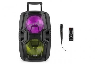Fenton FT208LED Syst&egrave;me de sonorisation portable 2x 8 pouces - Haut-parleur actif sans fil