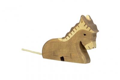 Figurine en bois holztiger : animaux de la ferme : &acirc;ne allong&eacute;
