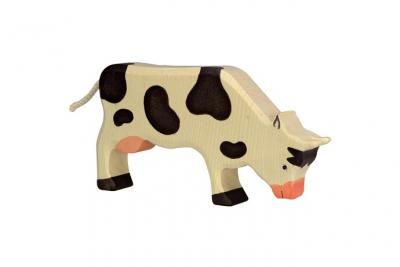 Vache broutant, noir