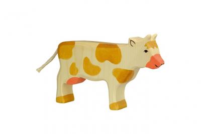 figurine holtztiger vache debout -marron 