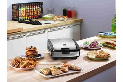 Tefal gaufrier &eacute;lectrique 2 en 1 pour Gaufres et Croques 700W Noir Inox