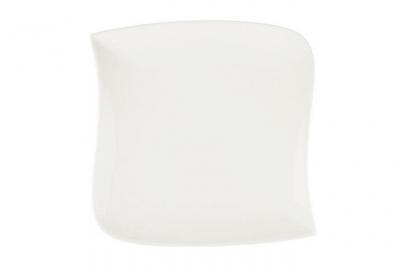Assiette &agrave; dessert carr&eacute;e design vague - 21 cm x 21 cm - Porcelaine Blanc