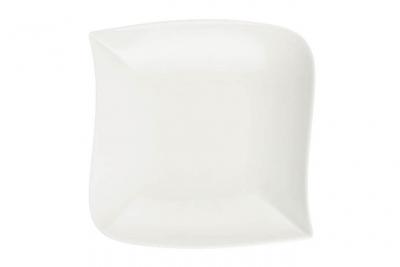 Set de 6 assiettes creuses carr&eacute;e design vague - 21 cm x 21 cm - Porcelaine 