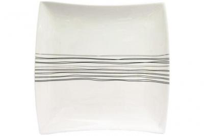 Set de 6 assiettes plates carr&eacute;e - 29 cm x 29 cm - Porcelaine