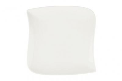 Assiette plate carr&eacute;e design vague - 30 cm x 30 cm - Porcelaine Blanc