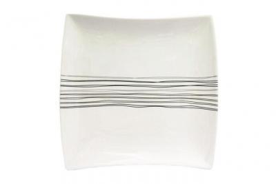Set de 6 assiettes plates carr&eacute;e - 26 cm x 26 cm - porcelaine