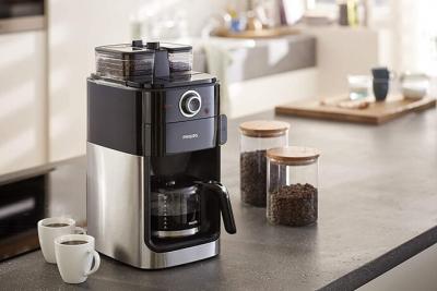 Machine &agrave; caf&eacute; de 1,2L avec broyeur int&eacute;gr&eacute; 1000W gris noir HD7769/00